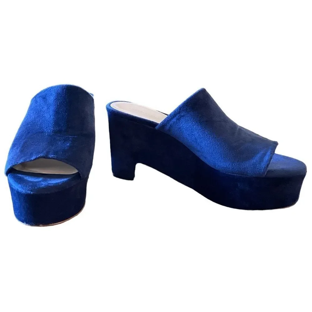Loeffler Randall Amara Platform Slides Blue Velvet 8
